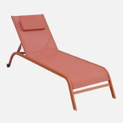 sweeek Set 2 lettini prendisole in acciaio con cuscino e ruote multiposizione