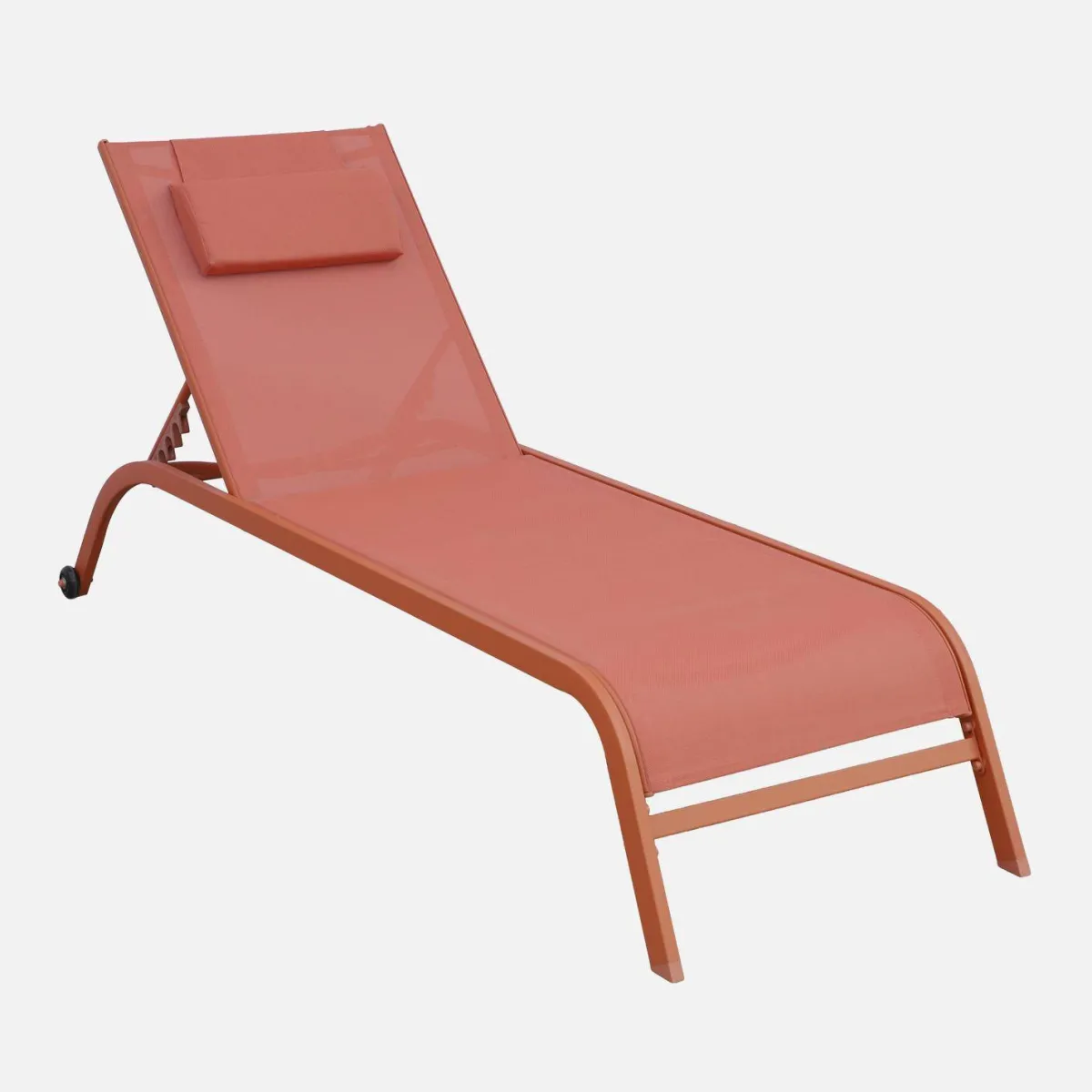 sweeek Set 2 lettini prendisole in acciaio con cuscino e ruote multiposizione