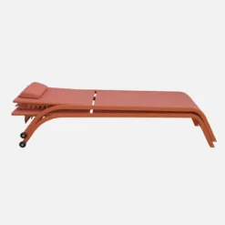 sweeek Set 2 lettini prendisole in acciaio con cuscino e ruote multiposizione