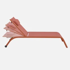sweeek Set 2 lettini prendisole in acciaio con cuscino e ruote multiposizione