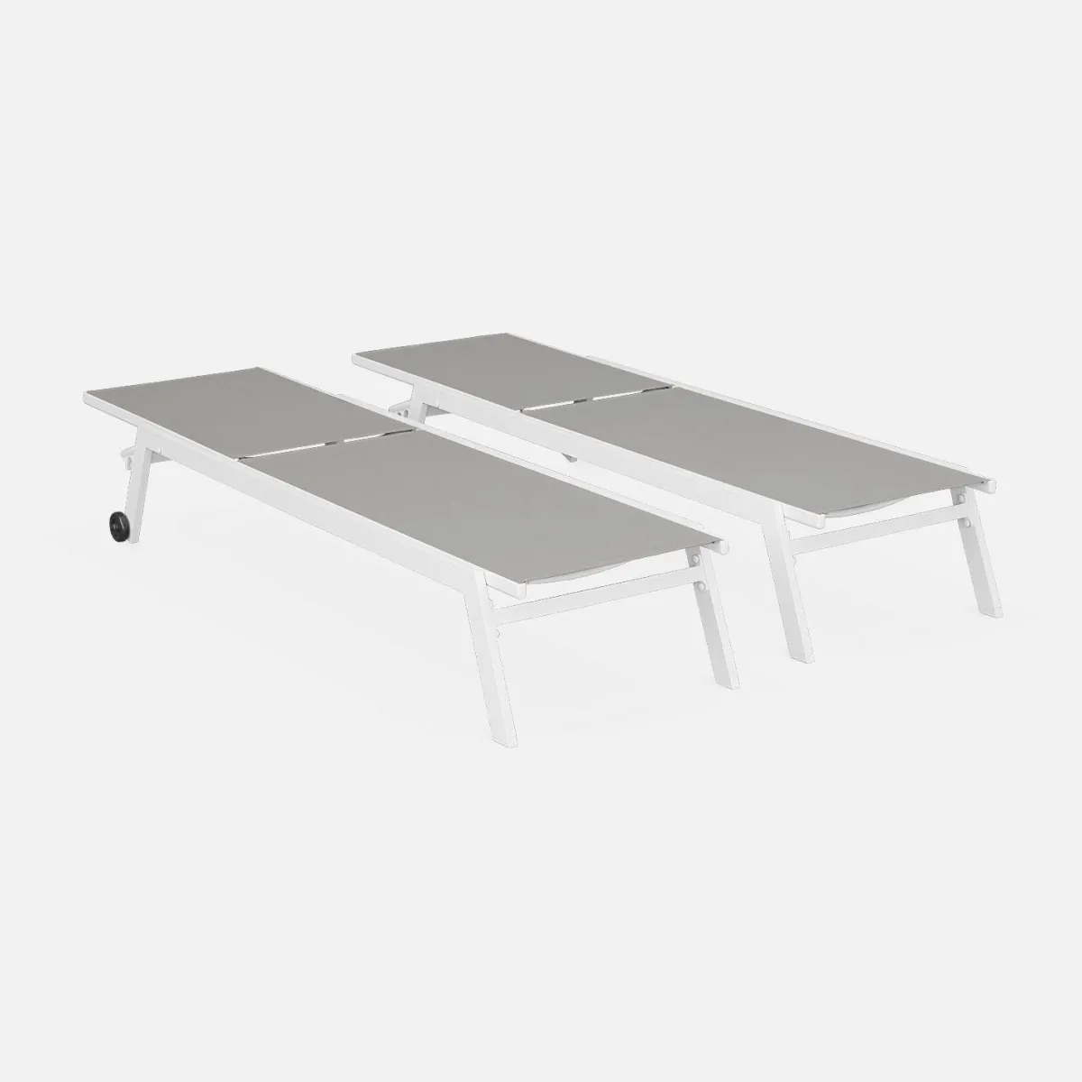 sweeek Set 2 lettini prendisole in alluminio e textilene multiposizione