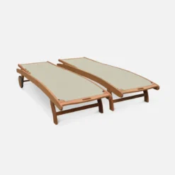 Set 2 lettini prendisole in legno multiposizione con ruote