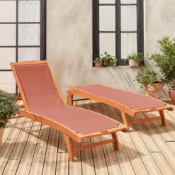 Set 2 lettini prendisole in legno multiposizione con ruote