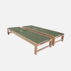 Set 2 lettini prendisole in legno multiposizione con ruote