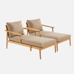 sweeek Set 2 lettini prendisole in legno di acacia e corda