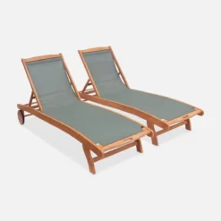 sweeek Set 2 lettini prendisole in legno multiposizione con ruote