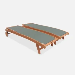 sweeek Set 2 lettini prendisole in legno multiposizione con ruote