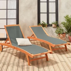 sweeek Set 2 lettini prendisole in legno multiposizione con ruote