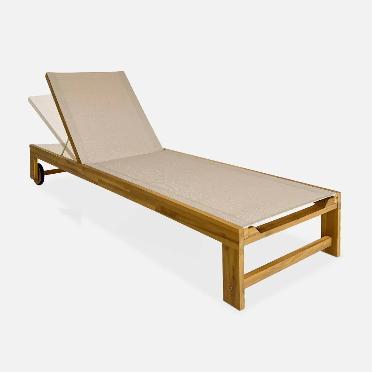sweeek Set 2 lettini prendisole in legno multiposizione con ruote
