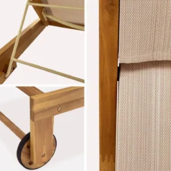 sweeek Set 2 lettini prendisole in legno multiposizione con ruote
