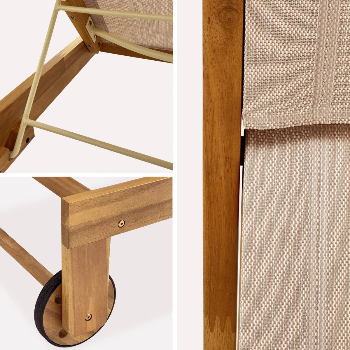 sweeek Set 2 lettini prendisole in legno multiposizione con ruote