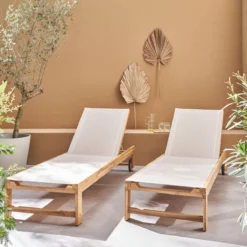 sweeek Set 2 lettini prendisole in legno multiposizione con ruote
