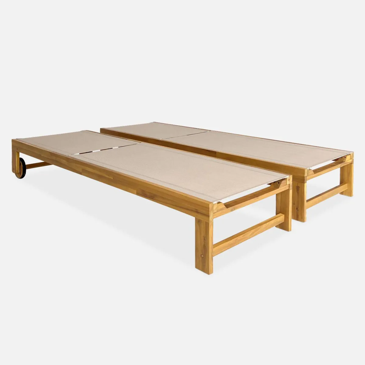sweeek Set 2 lettini prendisole in legno multiposizione con ruote