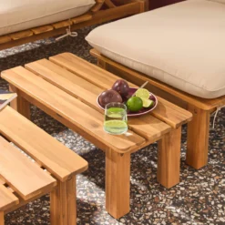 sweeek Set 2 lettini prendisole modulari in legno multiposizione con tavolino