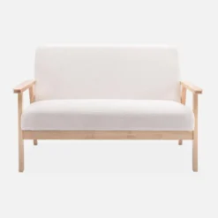 sweeek Set panca e poltrona in legno e tessuto, 3 posti