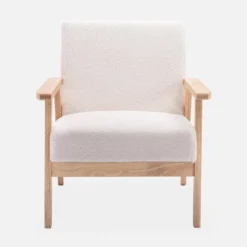 sweeek Set panca e poltrona in legno e tessuto, 3 posti