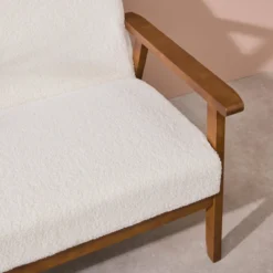 sweeek Set panca e poltrona in tessuto bouclé, 3 posti