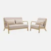 sweeek Set panca scandinava 2 posti e poltrona in legno