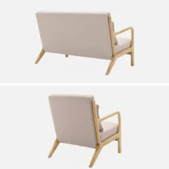 sweeek Set panca scandinava 2 posti e poltrona in legno