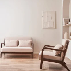 sweeek Set panca scandinava 2 posti e poltrona in legno di hevea