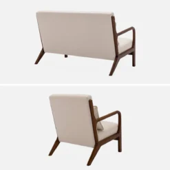 sweeek Set panca scandinava 2 posti e poltrona in legno di hevea