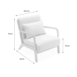 sweeek Set panca scandinava 2 posti e poltrona in legno e tessuto bouclé
