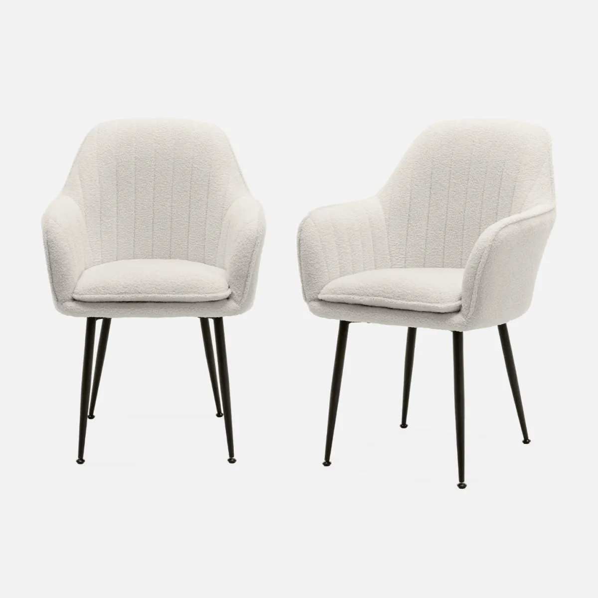 sweeek Set 2 poltrone bouclé, gambe in metallo