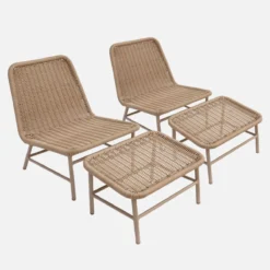 sweeek Set 2 poltrone da giardino con poggiapiedi in alluminio e corda