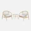 sweeek Set 2 poltrone da giardino con tavolo in acciaio e rattan