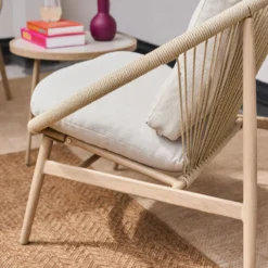 sweeek Set 2 poltrone da giardino con tavolo in acciaio e rattan