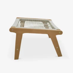 sweeek Set 2 poltrone da giardino e poggiapiedi in legno e corda