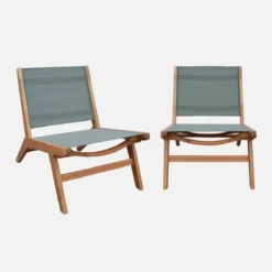 sweeek Set 2 poltrone da giardino in legno di acacia e textilene