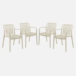 Set 4 poltrone da giardino in plastica