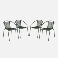 Set 4 poltrone da giardino in resina naturale