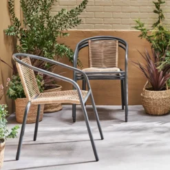 sweeek Set 4 poltrone da giardino in resina naturale