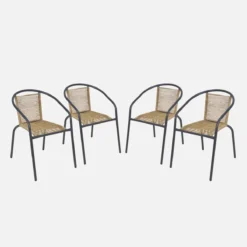sweeek Set 4 poltrone da giardino in resina naturale