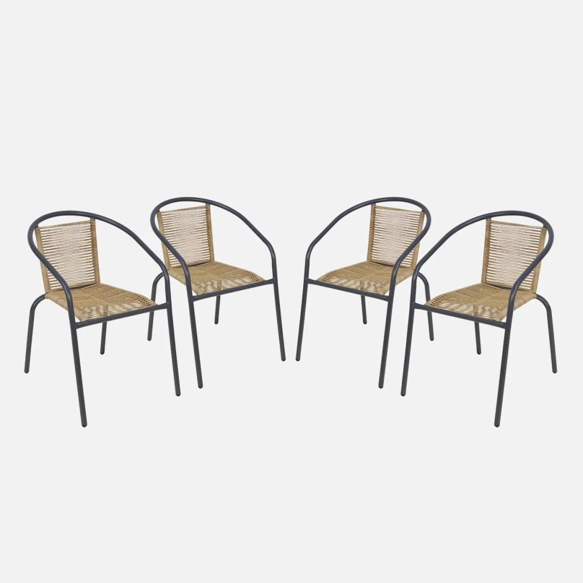sweeek Set 4 poltrone da giardino in resina naturale