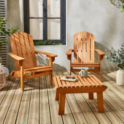 sweeek Set 2 poltrone in legno con poggiapiedi