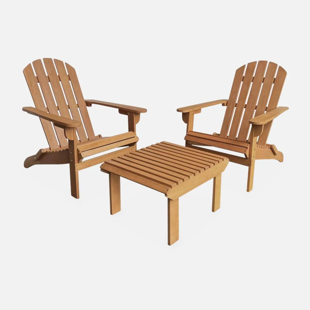 sweeek Set 2 poltrone in legno con poggiapiedi