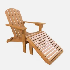 sweeek Set 2 poltrone in legno con poggiapiedi