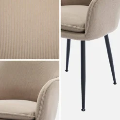 Set 2 poltrone in velluto a coste con gambe in metallo