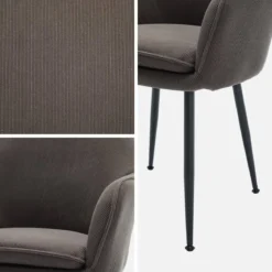 Set 2 poltrone in velluto a coste con gambe in metallo