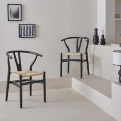 sweeek Set 2 sede in legno con seduta in corda