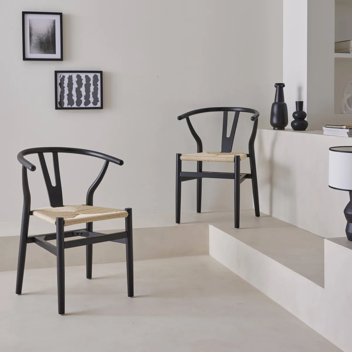 sweeek Set 2 sede in legno con seduta in corda