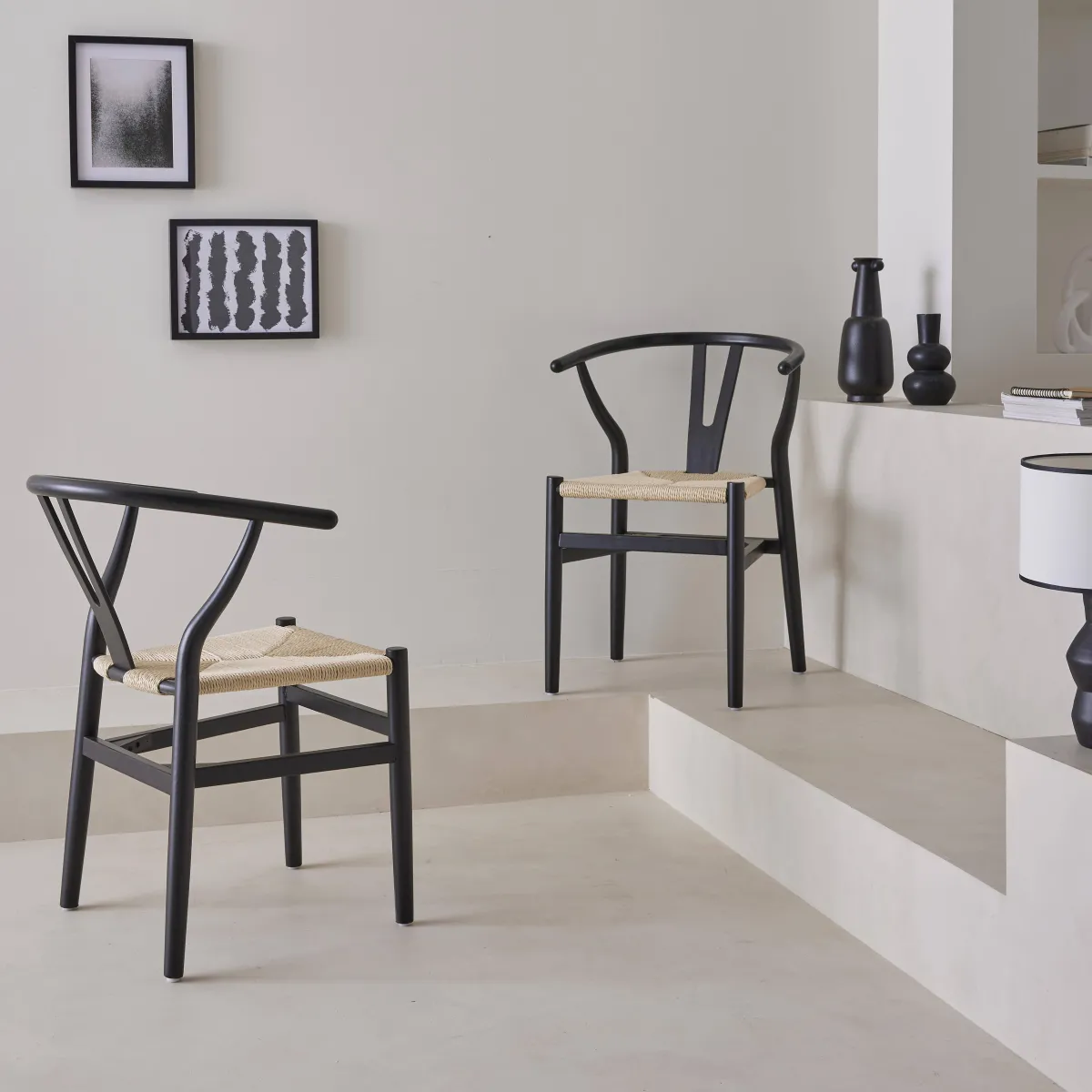 sweeek Set 2 sede in legno con seduta in corda
