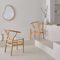 Set 2 sede in legno con seduta in corda