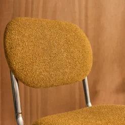 sweeek Set 2 sedie a sbalzo in metallo, bouclé testurizzato e gambe cromate