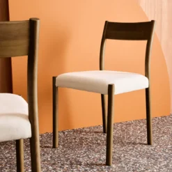 Set 2 sedie bohemien in legno di hevea e tessuto simple