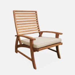 sweeek Set 2 sedie con cuscino e poggiapiedi in legno