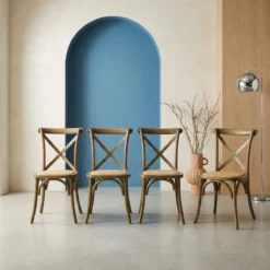sweeek Set 4 sedie da bistrot vintage in legno